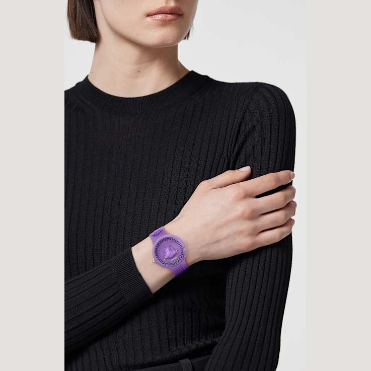 Medusa Pop Womens Watch Purple Case Purple Matte Dial Silicone Strap