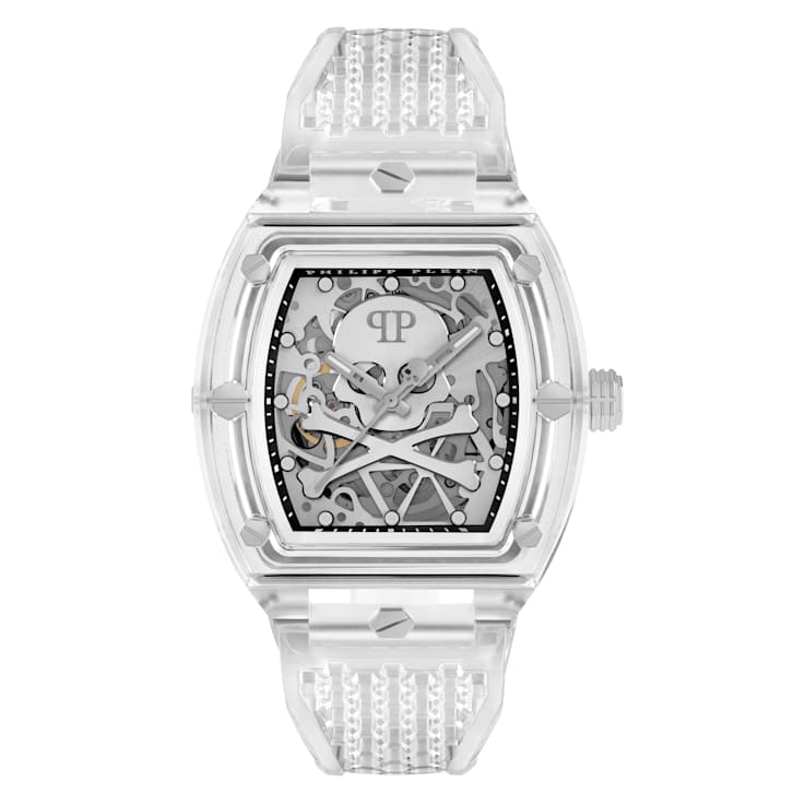 The $keleton Crystal Automatic Silver Skeleton Dial Watch
