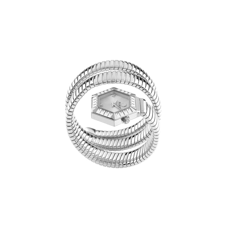 $nake Hexagon Silver Tone Dial Stainless Steel Crystal Watch