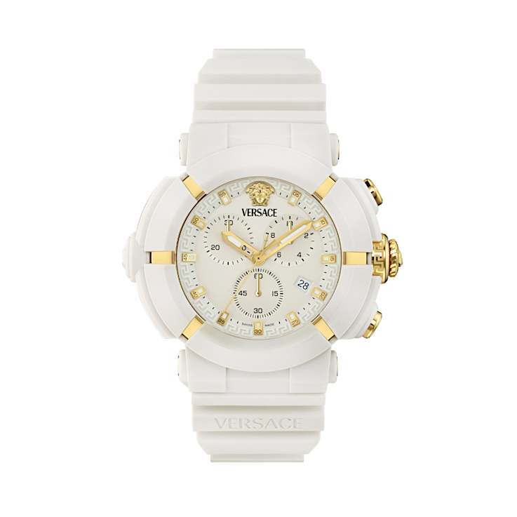 Versace Real Active Chrono White Dial Silicone Strap Watch