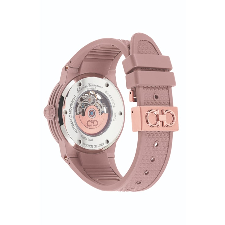 Ferragamo F-80 Skeleton Ecoceramic Strap Watch