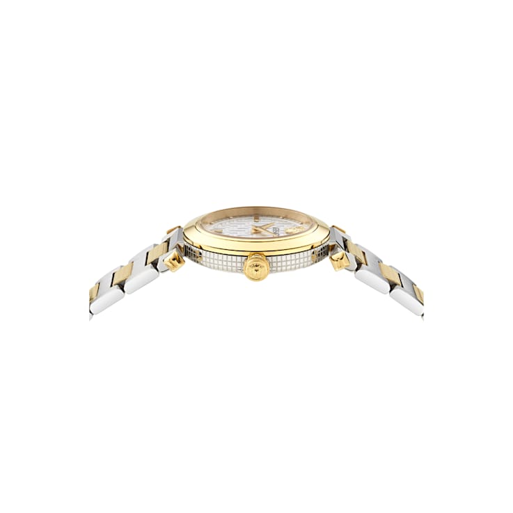 Versace Greek Silver Tone Dial Two-tone Stainless Steel Bracelet Watch