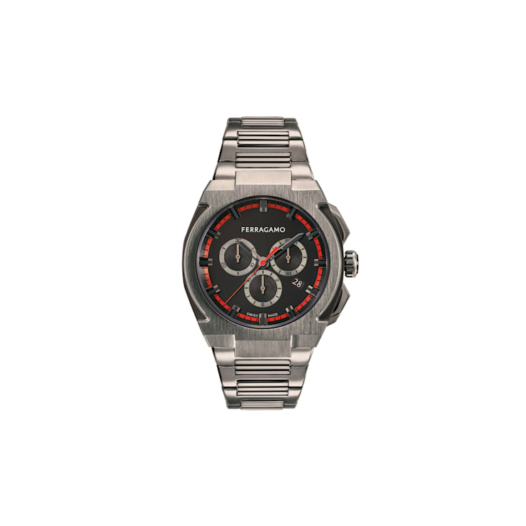 Ferragamo Edge Chrono Black Stainless Steel Bracelet Watch 160B5D