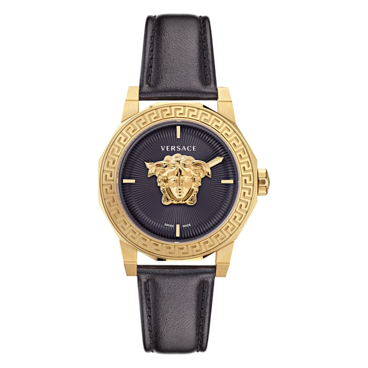 Versace Medusa Deco Black Leather Strap Watch 16RN0B