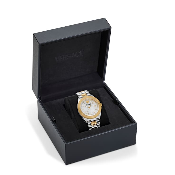 V-Dome Mens Watch Two Tone Case Silver Guilloché Dial Two Tone Bracelet -  14VX2A