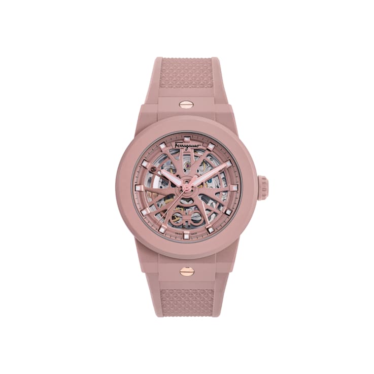 Ferragamo F-80 Skeleton Ecoceramic Strap Watch
