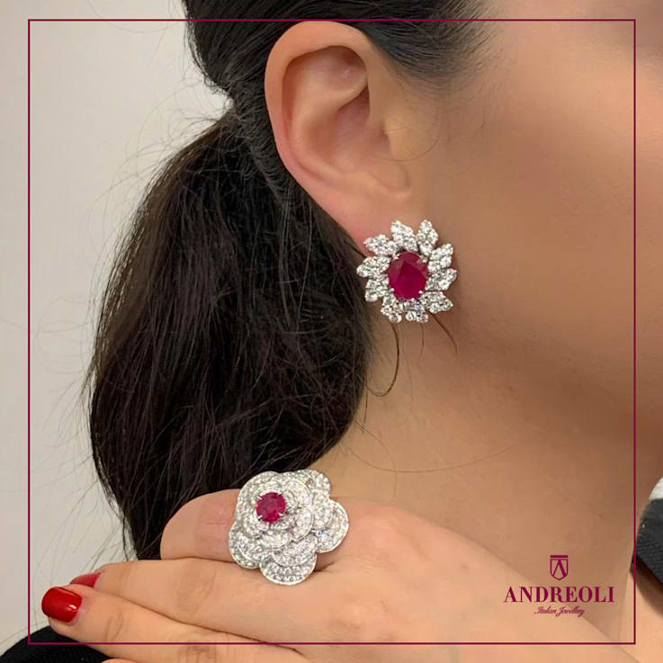 Andreoli Ruby And Diamond Earrings