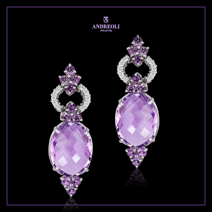 Andreoli Amethyst And Diamond Earrings