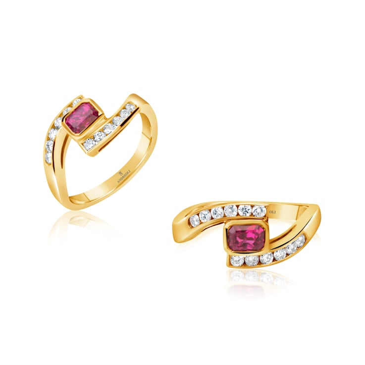 Andreoli Ruby And Diamond Bypass Ring