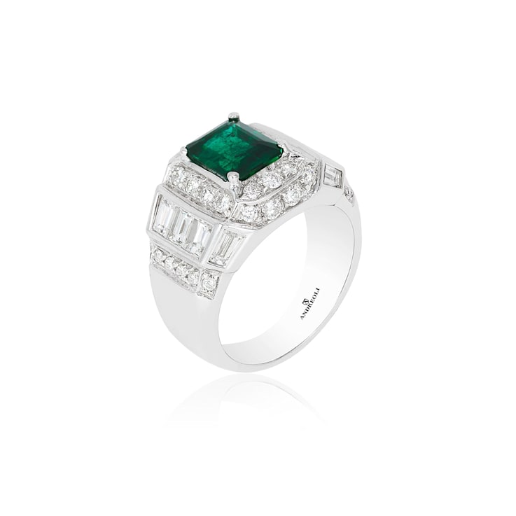 Andreoli Diamond And Emerald Ring