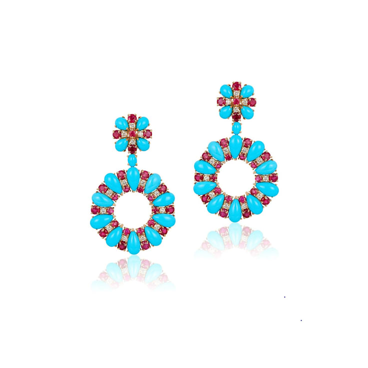 Andreoli Turquoise And Ruby Earrings