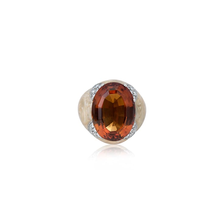 Andreoli Enamel Citrine And Diamond Ring