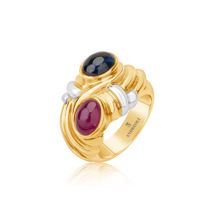 Andreoli Sapphire And Ruby Bypass Ring