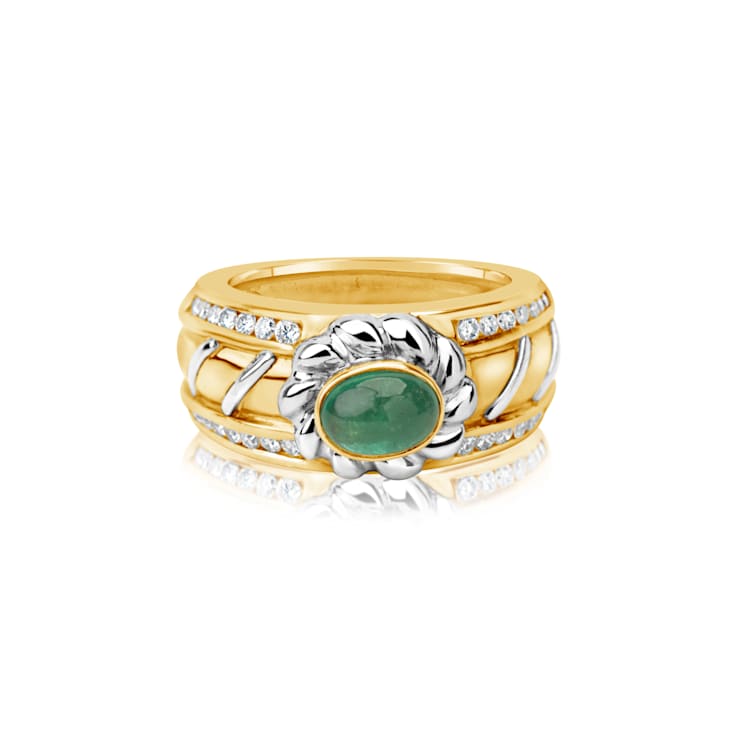 Andreoli Emerald And Diamond Dome Ring
