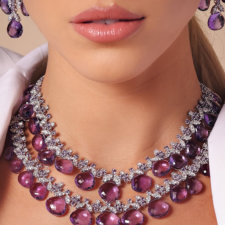 Andreoli Amethyst And Diamond Necklace