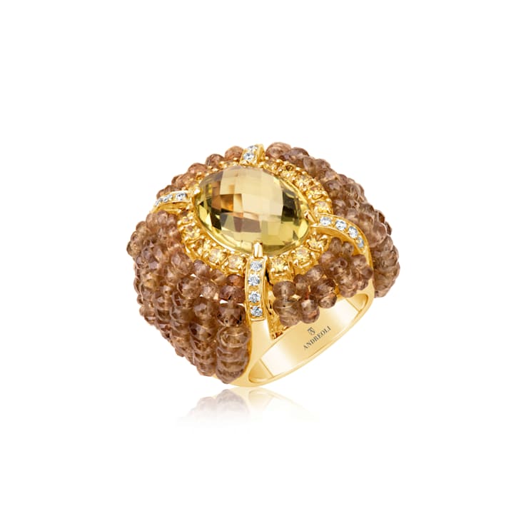 Andreoli Garnet, Lemon Quartz, And Diamond Ring