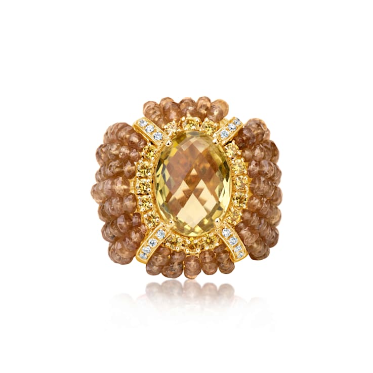 Andreoli Garnet, Lemon Quartz, And Diamond Ring