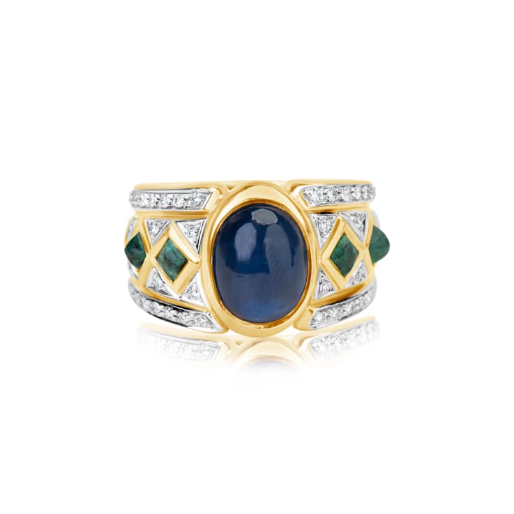 Andreoli Sapphire, Emerald, And Diamond Ring