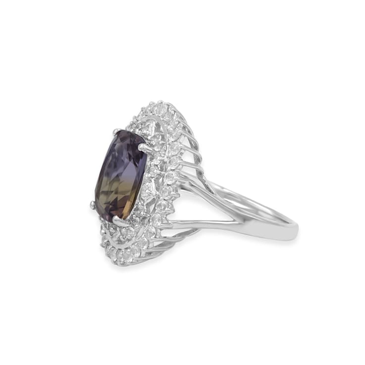Rhodium Over Sterling Silver Ametrine And White Topaz Ring 5.86ctw