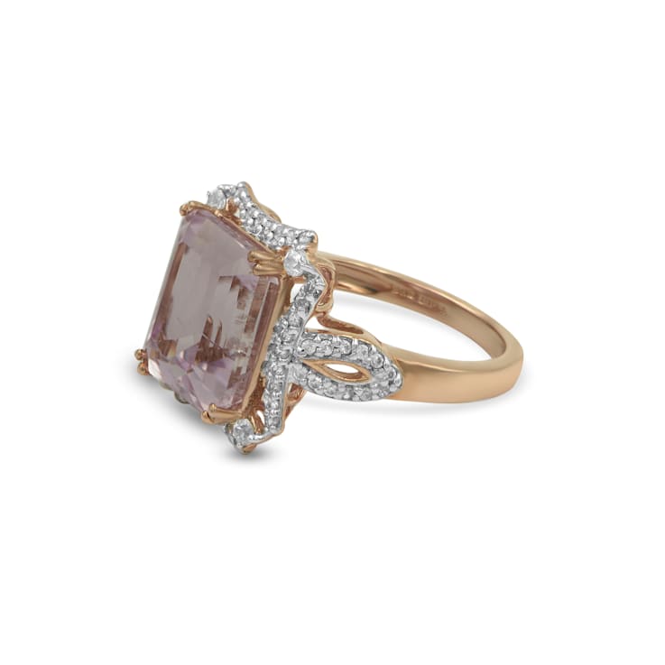 18K Gold Over Sterling Silver Kunzite And Natural Zircon Ring 8.99ctw
