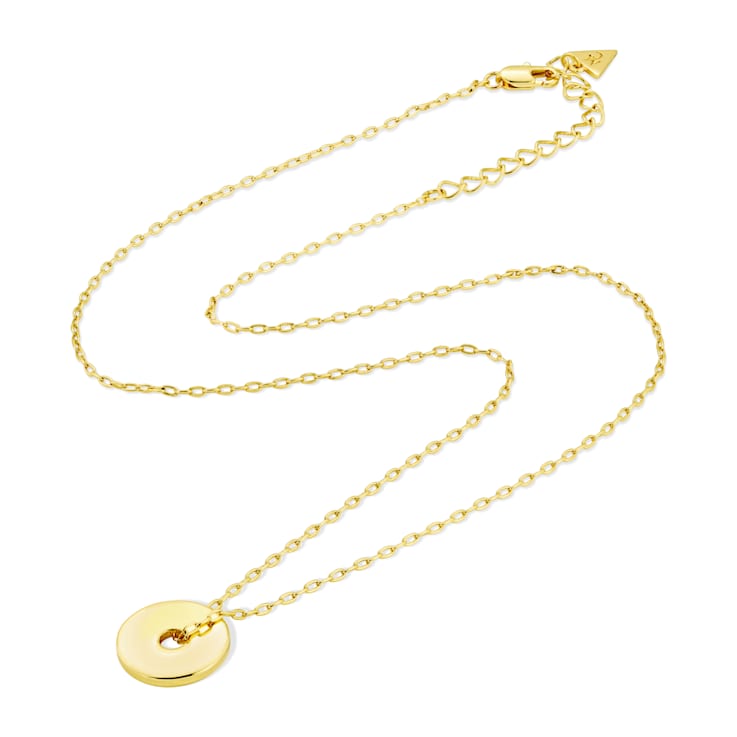 14k Yellow Gold Overlay on Brass Disc Floater Necklace