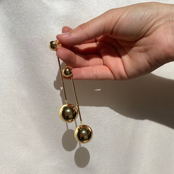 14k Yellow Gold Over Brass Statement Drop Mega Earrings