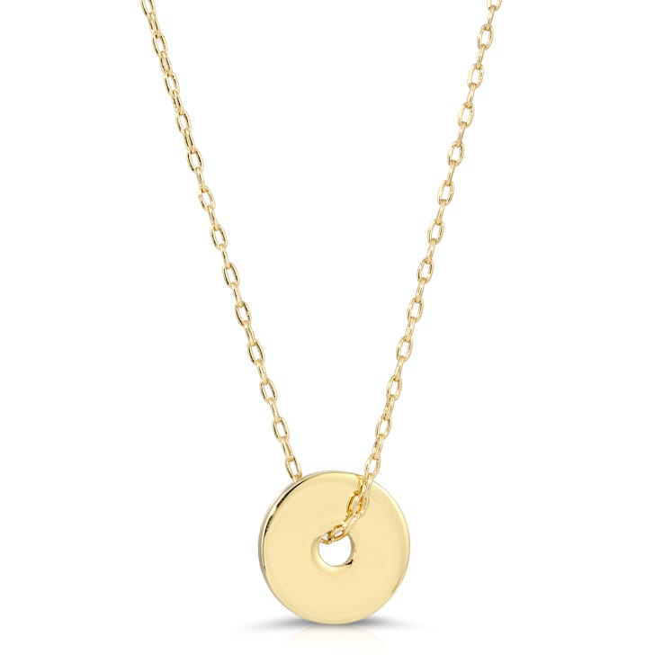 14k Yellow Gold Overlay on Brass Disc Floater Necklace