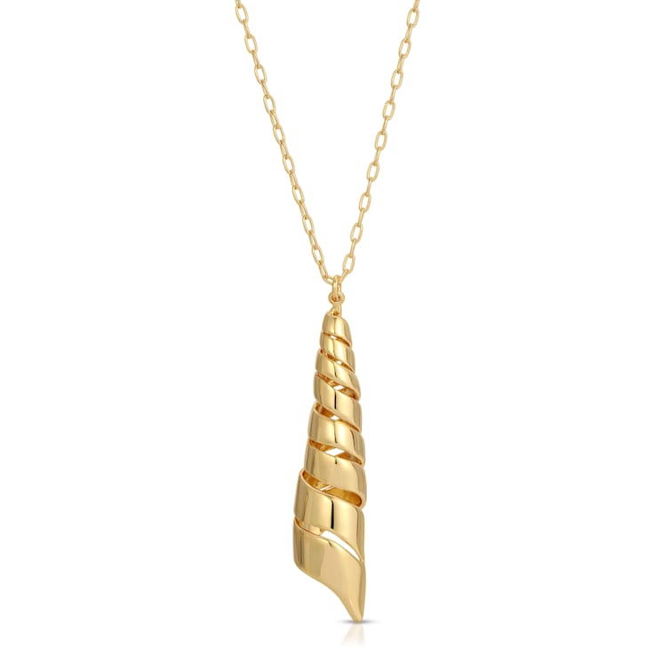 14k Yellow Gold Overlay on Brass Ribbon Pendant Necklace