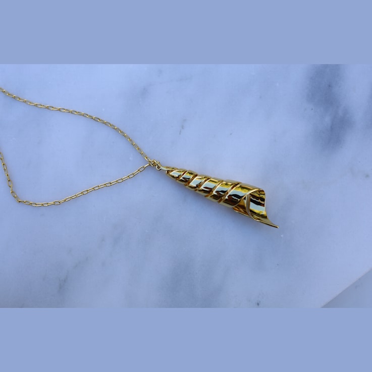 14k Yellow Gold Overlay on Brass Ribbon Pendant Necklace