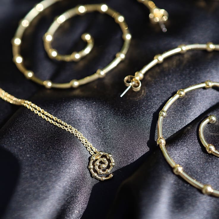14k Yellow Gold Overlay on Brass Mini Mod Spiral Necklace