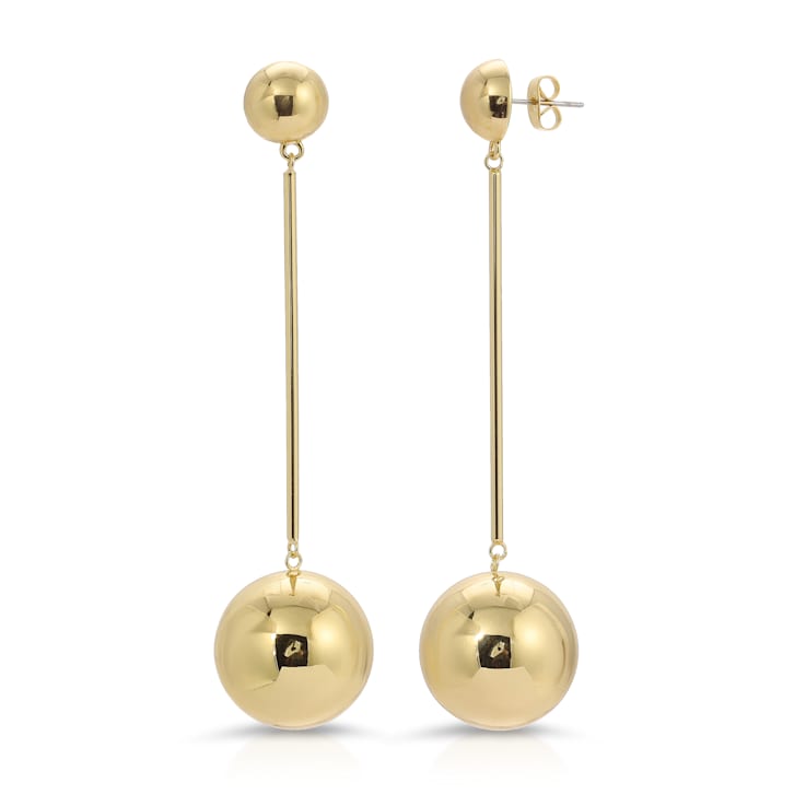 14k Yellow Gold Over Brass Statement Drop Mega Earrings