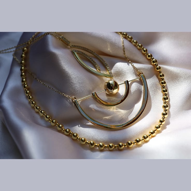 14k Yellow Gold Overlay on Brass Globe Orbit Necklace