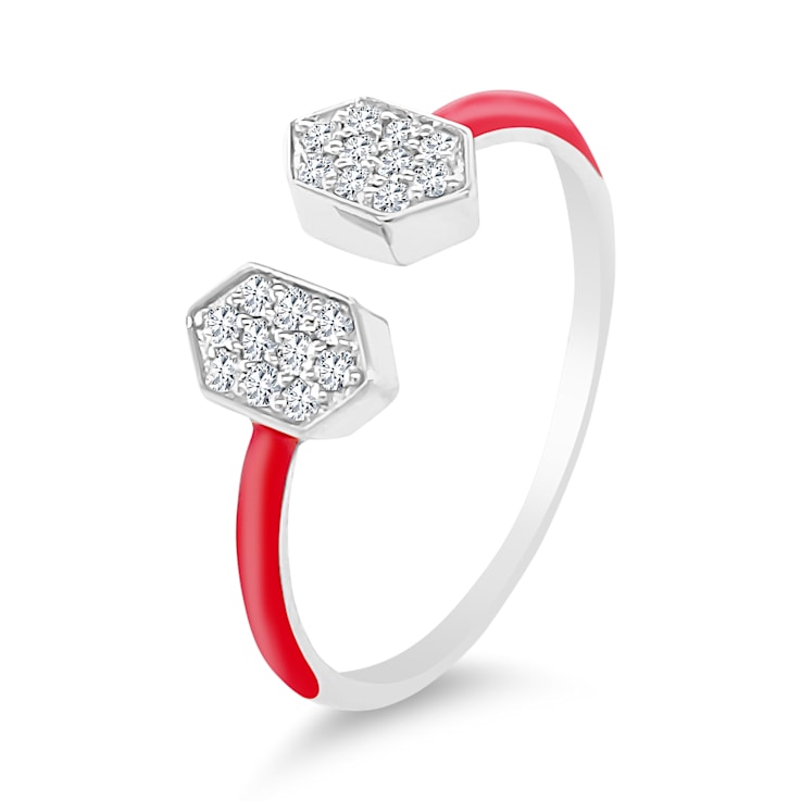 14K White Gold Diamond Open Design Ring .16ctw