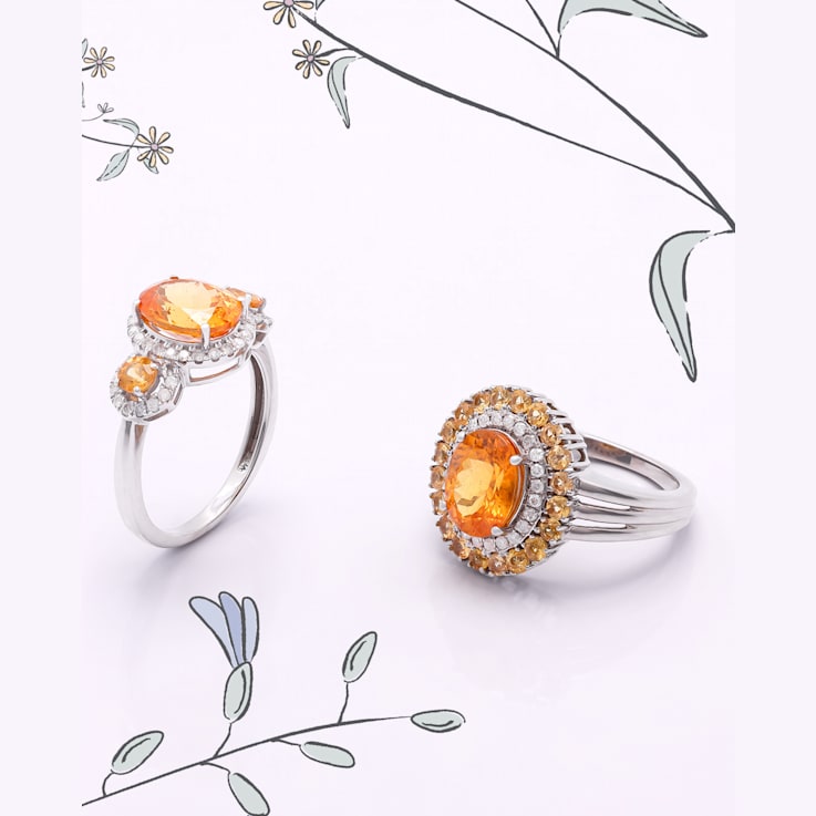 14K White Gold Spessartite and Diamond Ring 3.61ctw