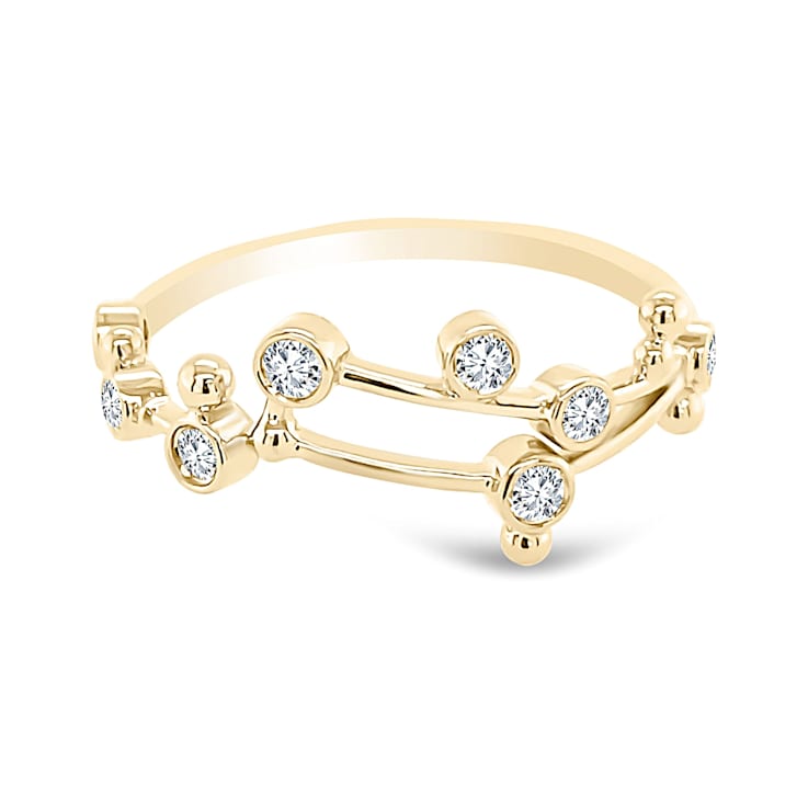 14K Gold Diamond Leo Zodiac Constellation Ring .19ctw