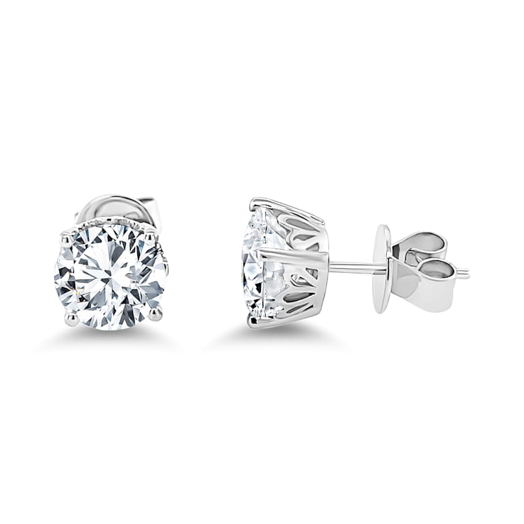 14K White Gold White Topaz Solitaire Earrings
