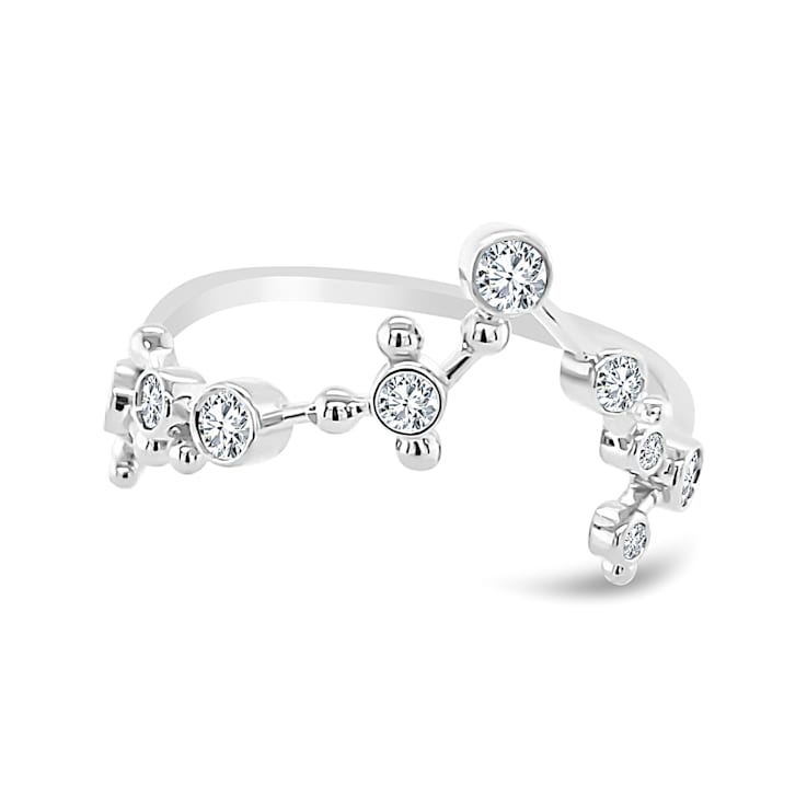 18K Gold Diamond Pisces Zodiac Constellation Ring .18ctw