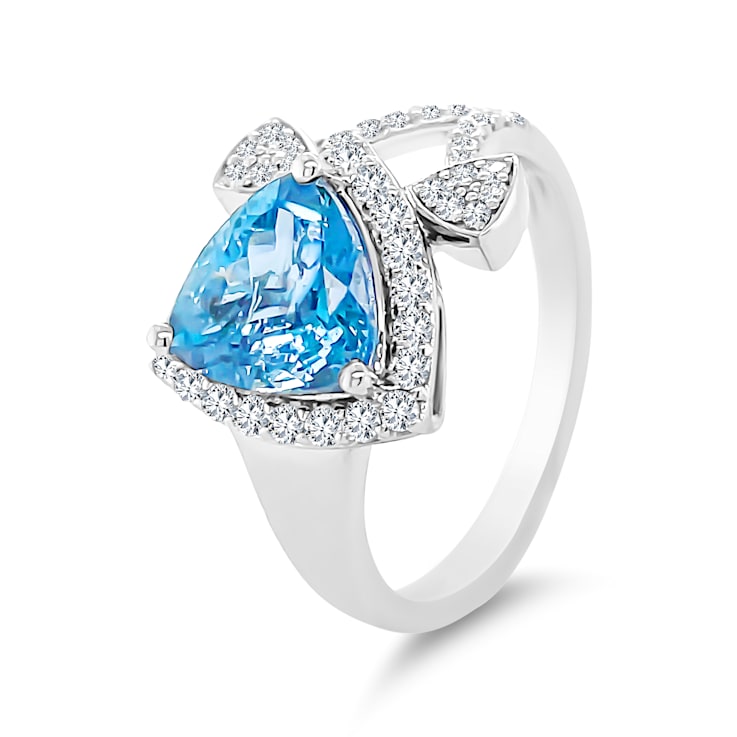 18K White Gold Aquamarine and Diamond Ring 2.10ctw