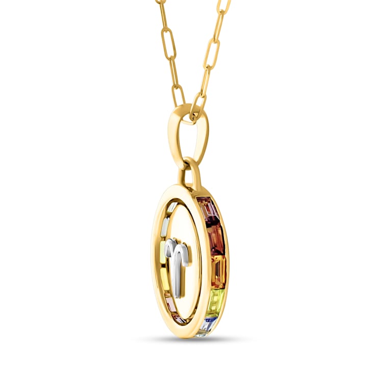 14K Yellow and White Gold Libra Zodiac and Constellation Rotary Pendant