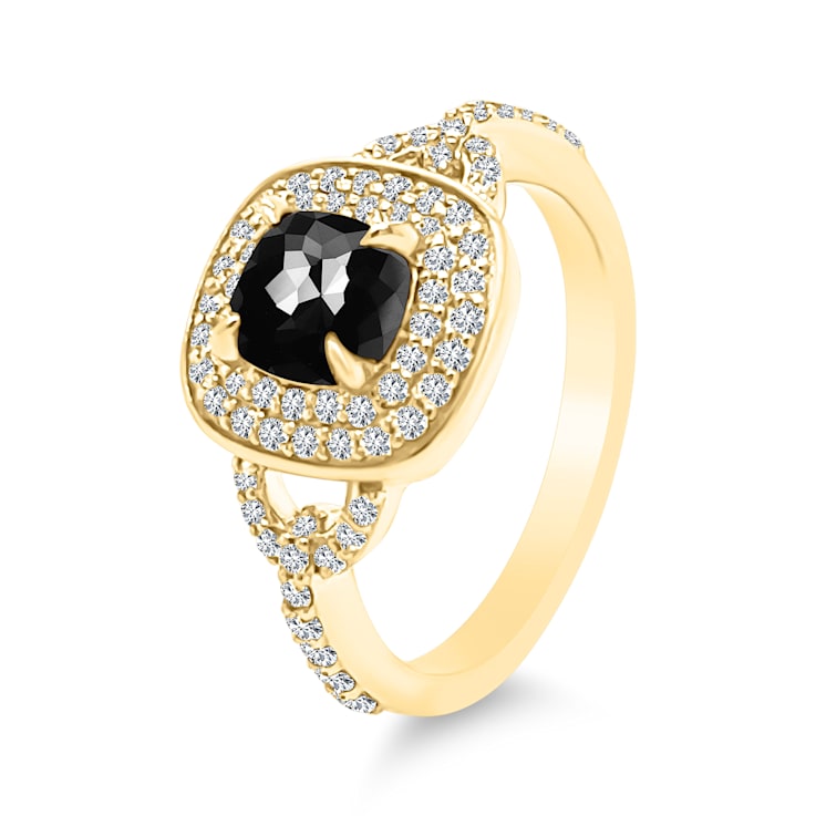 Gold Statement Ring with Black and White Diamonds