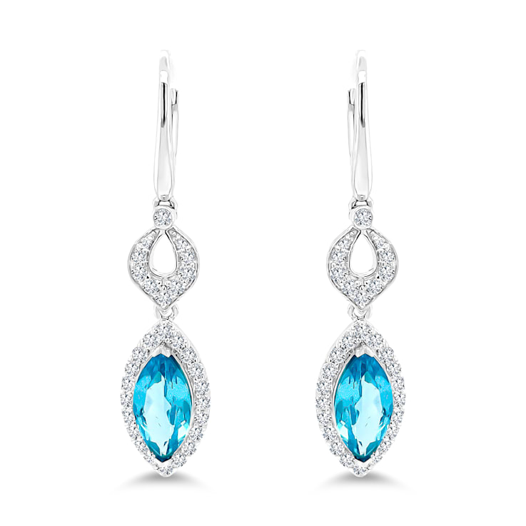 18K White Gold Apatite and Diamond Earrings 4.22ctw
