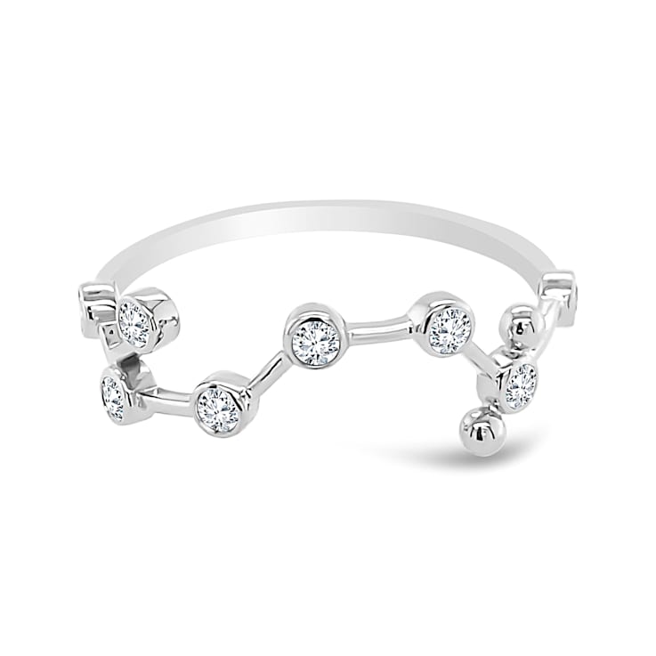 18K Gold Diamond Aquarius Zodiac Ring 0.16ctw