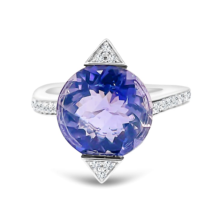 18K White Gold Iolite and Diamond Ring 3.66ctw