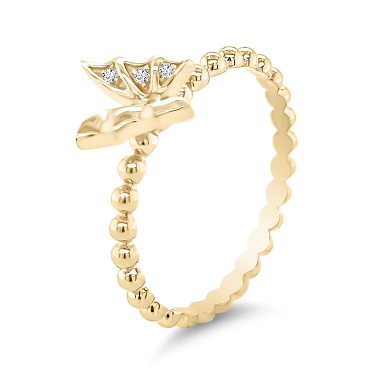 18K Yellow Gold Diamond Butterfly Ring  .02ctw
