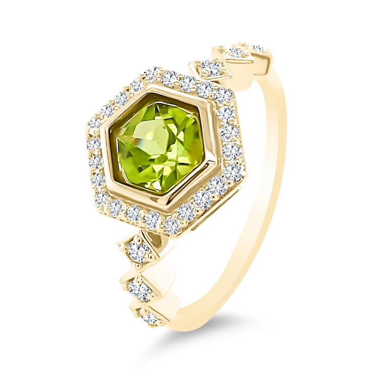 18K Yellow Gold Peridot and Diamond Ring 1.33ctw