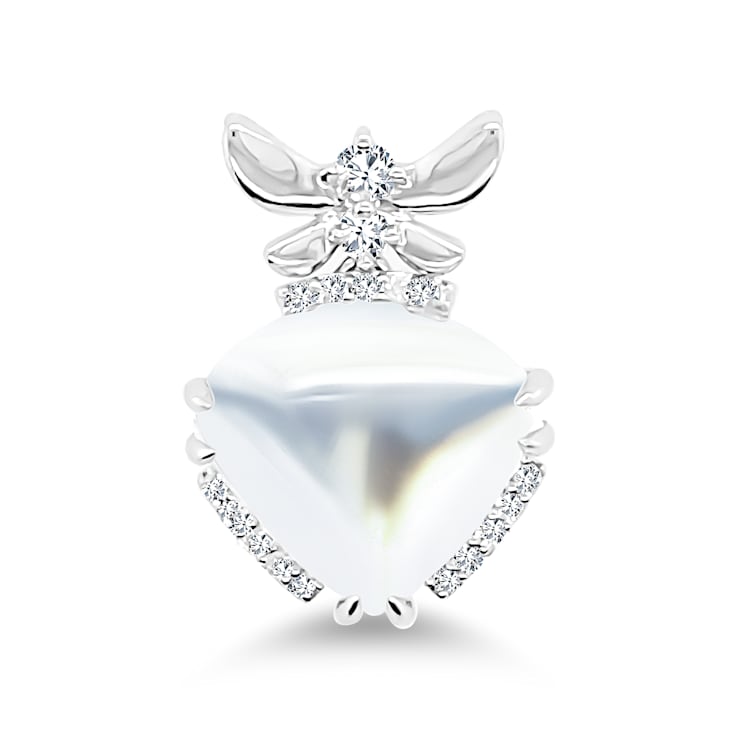 18K White Gold Moonstone and Diamond Pendant 5.83ctw