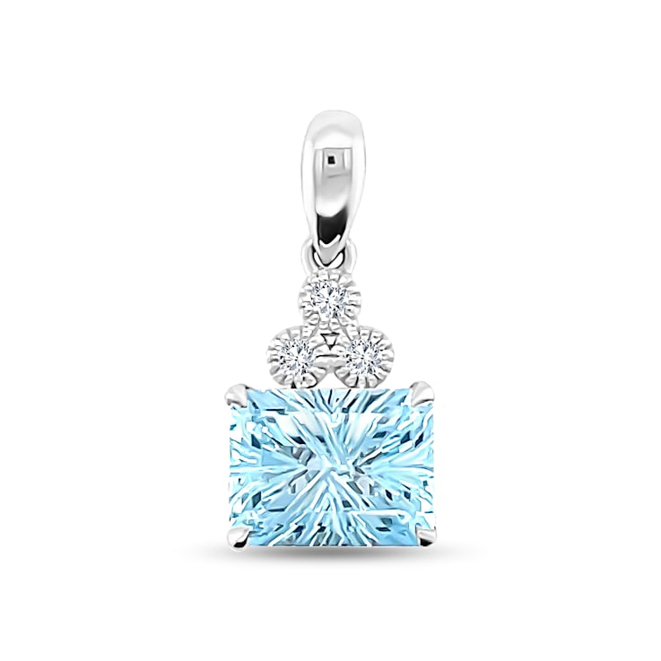 18K White Gold Sky Blue Topaz and Diamond Pendant 2.84ctw