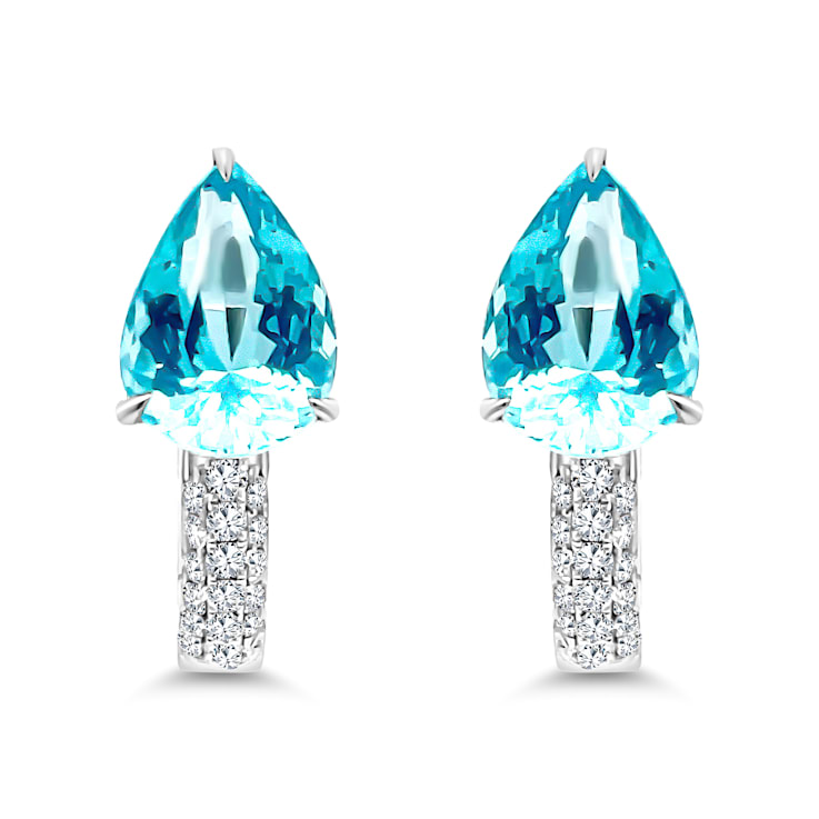 18K White Gold Apatite and Diamond Earrings 3.96ctw