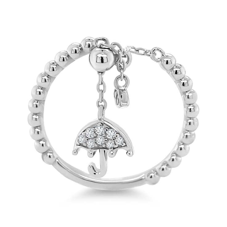 White Sapphire Round Ring, Sterling Silver