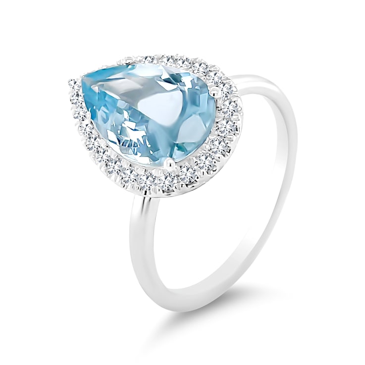 14K White Gold Apatite and Diamond Ring 2.84ctw